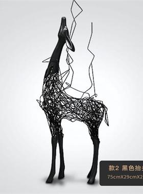 定制玻璃钢梅花鹿摆件不锈钢鹿雕塑售楼处大堂艺术小区景观装饰品