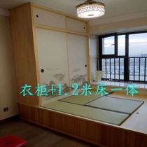 Hangzhou solid wood tatami bed tailor-made to make small family-style childrens room balcony room pedalling rice wardrobe desk bookcase