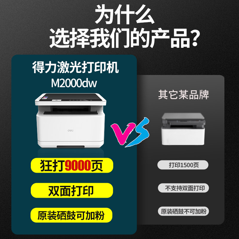 激光得力m2000dw a4华为联想打印机 得力春鼎黑白激光多功能一体机