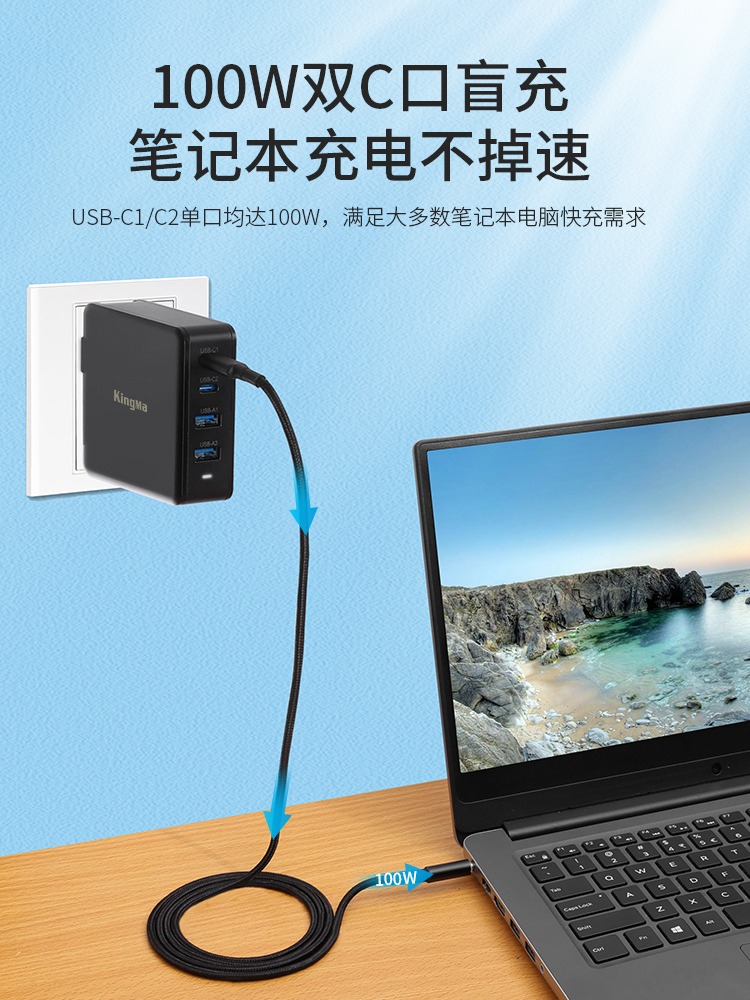 100W氮化镓适用dell戴尔笔记本电脑充电器typec充电线电源适配器19.5V4.62A3.34A通用正品90W65W便携多口通用-图1