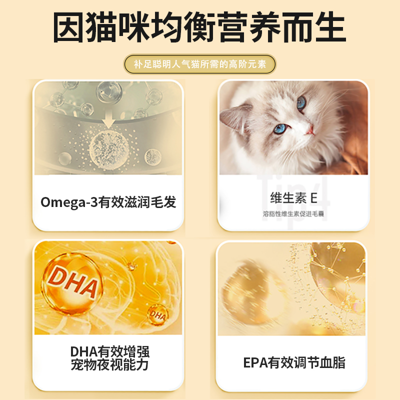 纽衡鱼油猫用狗用防掉毛美毛护毛宠物三文鱼深海鱼油omega3成幼猫