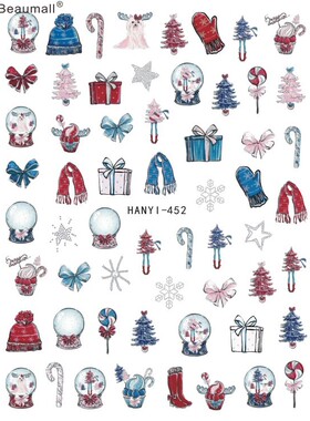 Christmas Nails Art Manicure Back Glue Decal Decorations Na