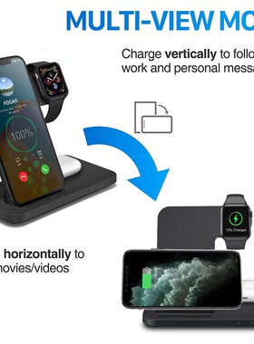 15W Qi Fast Wireless Charger Stand For iPhone 11 XR X 8 App