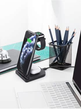 USLION 10W 3 in 1 Qi Wireless Charger Stand for iPhone 12 1