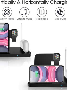 FDGAO 4 in 1 Wireless Charger Qi 10W Fast Charging Station