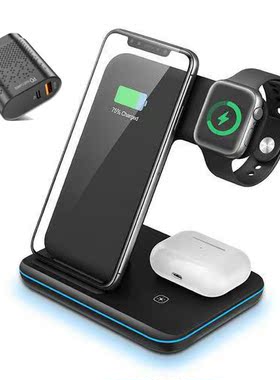 3in1 Qi Fast Wireless Charger For Apple Watch 5 4 3 2 1 Qui