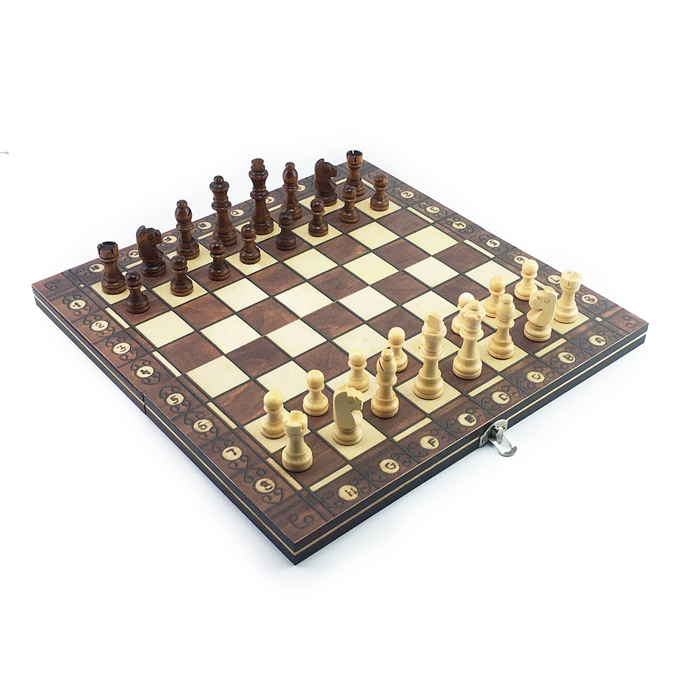 Super Magnetic Wooden Chess Backgammon Checkers 3 in 1 Chess - 图0