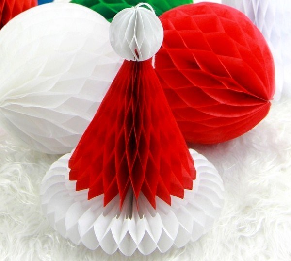 Christmas Decorations Pack Of 3pcs Honeycomb Santa Claus Hat - 图2