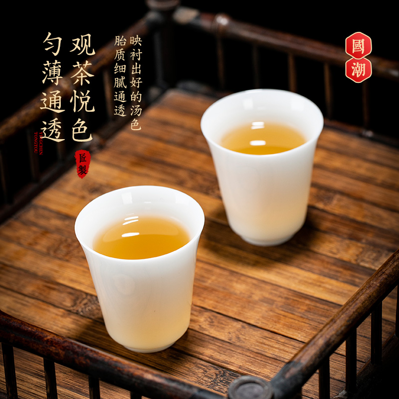 钰铨龙门 冰种玉瓷薄胎闻香杯 德化上釉白瓷不吃茶垢主人杯品茗杯 - 图2