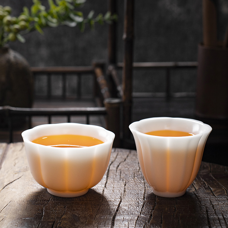 钰铨龙门 冰种润白倾心之恋对杯 德化素烧白瓷手工情侣茶杯礼盒装