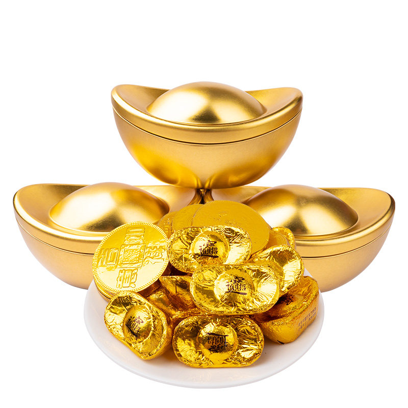 徐福记金元宝巧克力礼盒150gX2盒金币金心形糖果年货摆台零食,淘宝优惠券,粉丝福利购,淘宝优惠卷