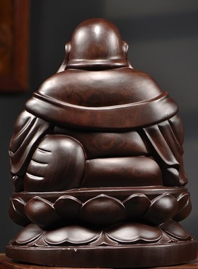 黑檀木雕弥勒佛摆件招财镇宅家居供奉生日祝寿送长辈礼品工艺品