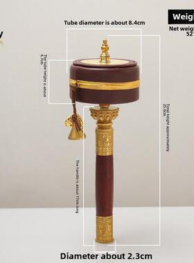 藏族手摇转金筒六字真言转简经轮转金轮铜制摆件大小号转筒转轮