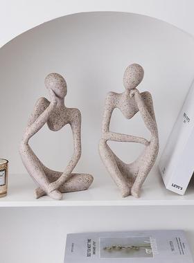 ins风小众抽象艺术人物思考者摆件创意家居简约现代桌面装饰品