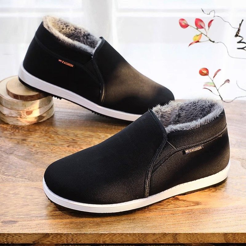 冬季老北京布鞋男士加绒保暖高帮棉鞋男防滑加厚长绒黑色工作鞋子,淘宝优惠券,粉丝福利购,淘宝优惠卷