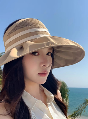 渔夫帽子女夏季防晒帽加大帽檐防紫外线空顶遮阳帽遮全脸太阳帽子