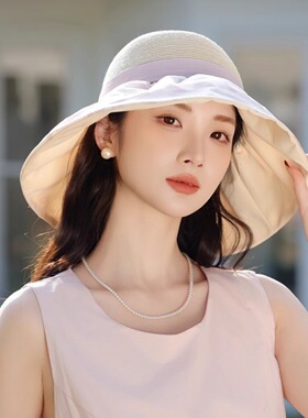 帽子女夏季遮阳帽防晒帽渔夫帽出游百搭防紫外线大帽檐遮脸太阳帽