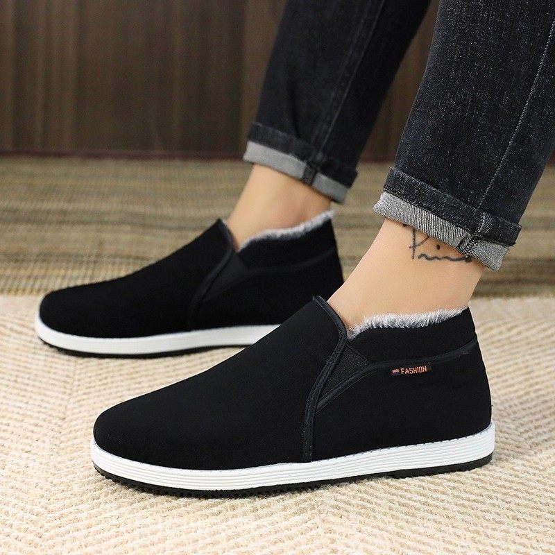 冬季老北京布鞋男士加绒保暖高帮棉鞋男防滑加厚长绒黑色工作鞋子,淘宝优惠券,粉丝福利购,淘宝优惠卷