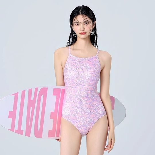 Funhancouple专业游泳训练白月光连体泳衣女性感遮肚冲浪浮潜竞速