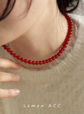 博主同款红玛瑙串珠项链