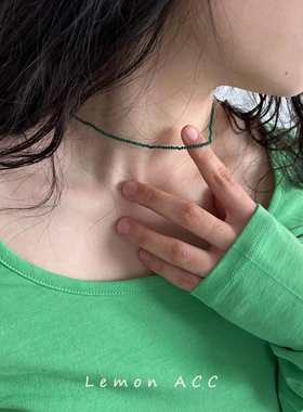 夏季小众祖母绿水晶项链