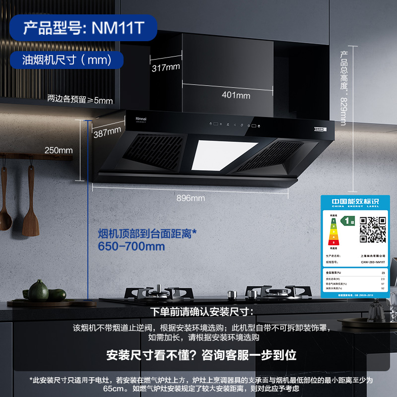 林内双腔跨界欧式顶吸油烟机家用厨房大吸力官方NM11T