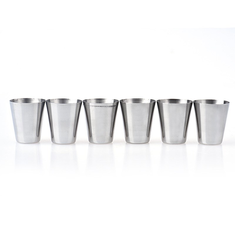 New 6 stainless steel cups bar wine glass drinking water te