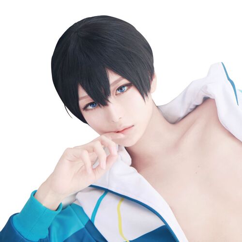 HSIU NEW High quality Haruka Nanase  Free! Cosplay Wig Shor - 图0