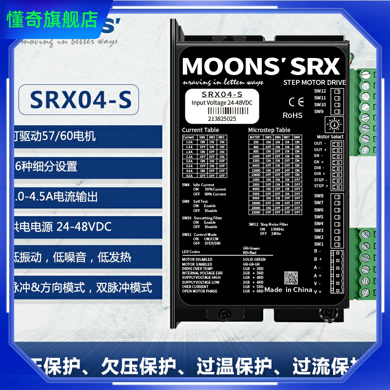 moons鸣志42/57/86步进电机驱动器直流AM23马达SRX04驱动器控制板 - 图1