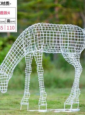 户外不锈钢蒲公英梅花鹿花朵雕塑小区铁艺兔子公园林装饰品大摆件