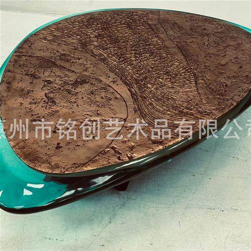 透明树脂茶台吧台座椅仿水晶茶几工艺品茶桌凳子组合软装家具定制 - 图0