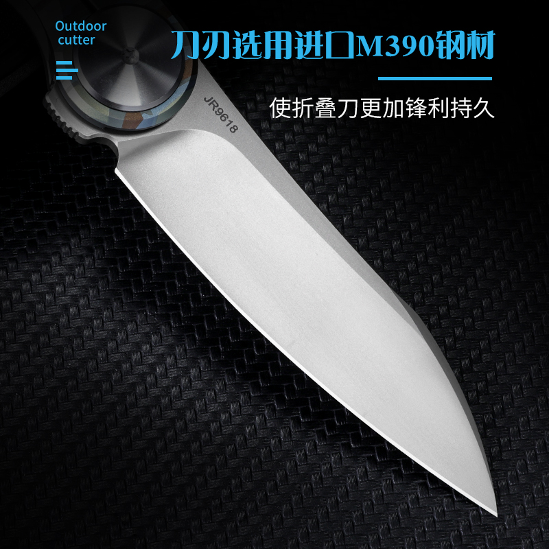 m390粉末钢折叠刀高硬度锋利钛合金小刀随身户外折刀防身水果刀具 - 图0