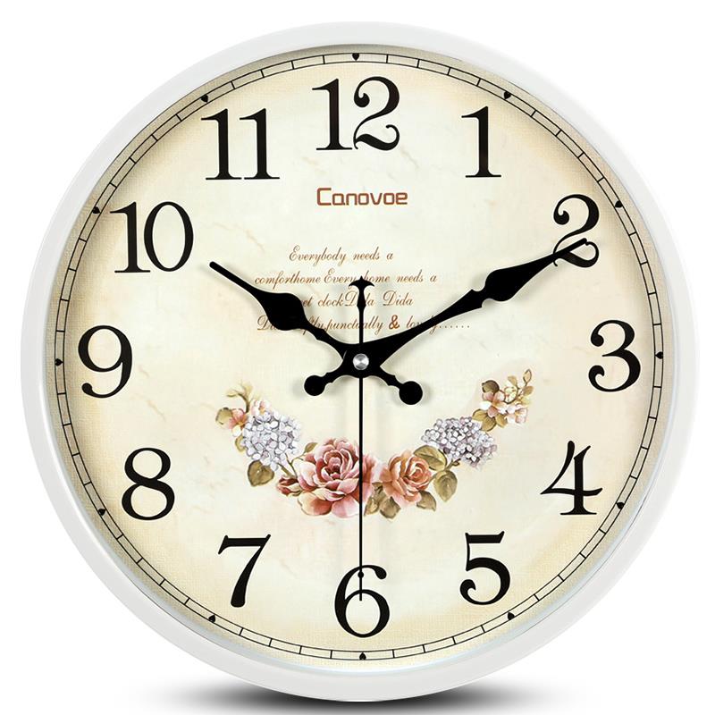 凯诺时客厅静音挂钟欧式钟表田园卧室时钟现代创意石英钟时尚挂表