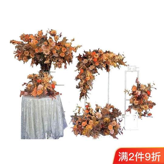 Conjunto de guía de camino de boda floral de estilo chino, fila de flores, guía de boda, decoración de escenario de boda, accesorios de fila de flores, arte floral simulado