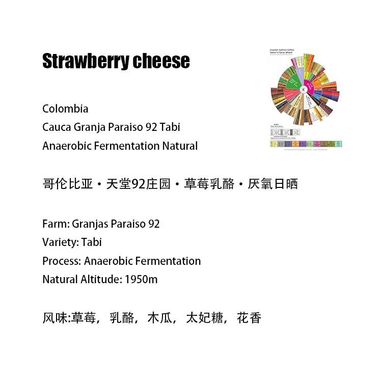 哥伦比亚天堂92庄园草莓乳酪Strawberry咖啡豆厌氧日晒 手冲单品