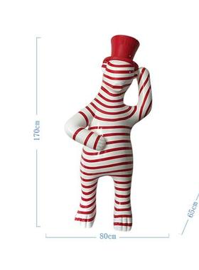 客厅大型落地礼貌条纹熊摆件酒店商场玻璃钢卡通雕塑售楼部装饰品