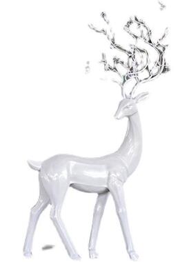 仿铜梅花鹿雕塑售楼部玻璃钢抽象园林景观装饰大摆件户外草坪小区