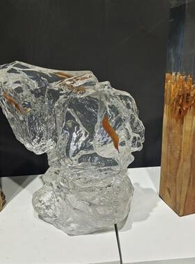 简约创意铂晶透明树脂艺术雕塑水晶摆件玄关装饰品亚克力家具