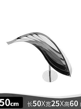 酒店售楼处地产轻奢水池镜面不锈钢抽象创意鱼摆件雕塑装饰品定制