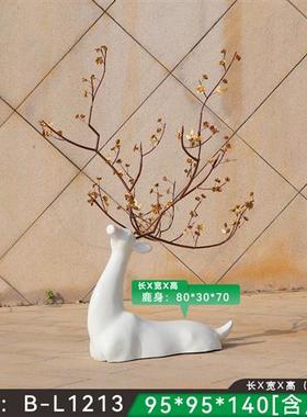 玻璃钢梅花鹿雕塑户外公园林草坪动物装饰广场售楼部美陈抽象摆件