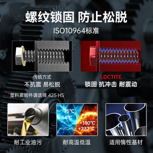 德国loctite汉高乐泰243胶水螺丝胶专用胶222 263 271 272 277 290中高低强度螺纹胶锁固剂防松耐高温 - 图2