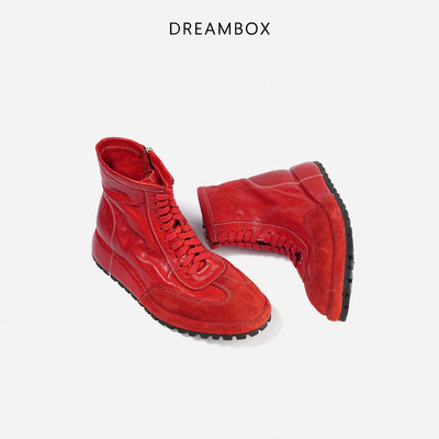 水洗马皮厚底高帮工装鞋