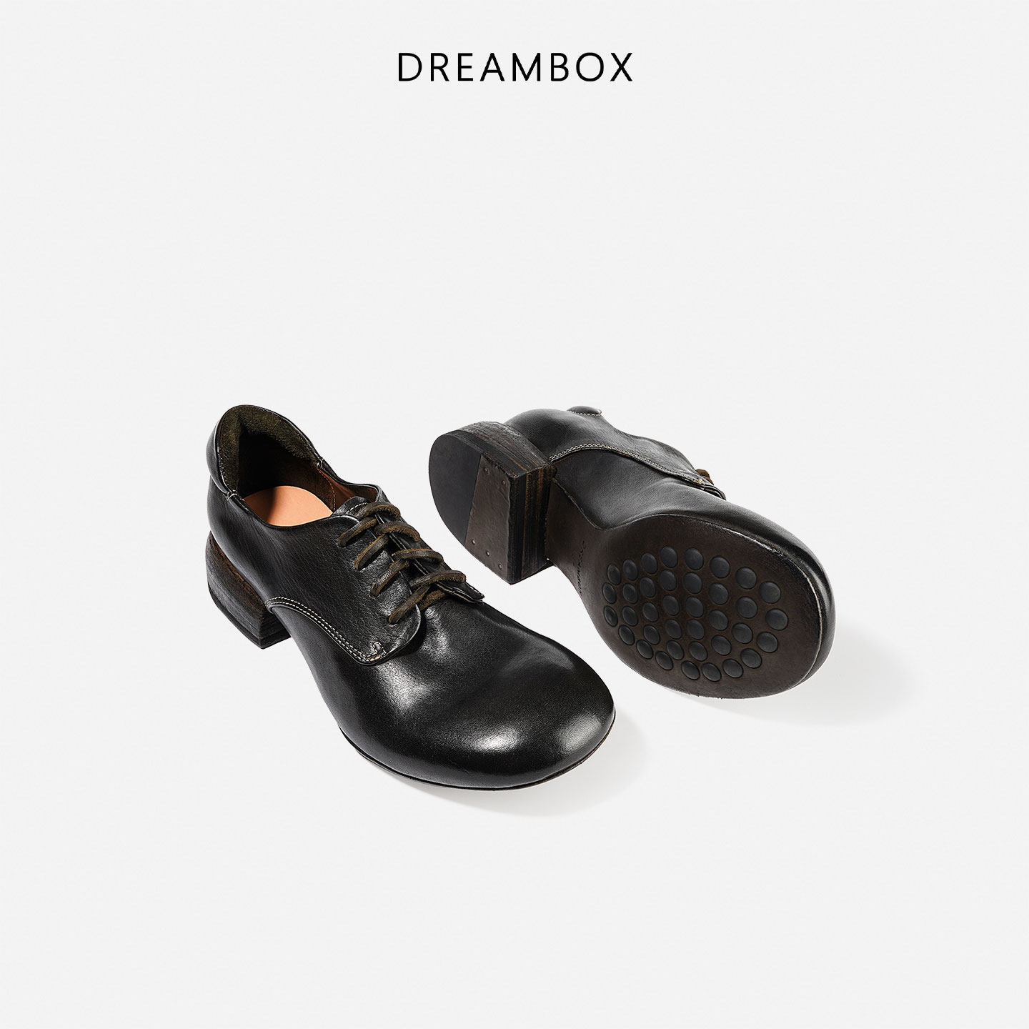 dreambox钧博高档轻奢水洗马皮小皮鞋秋冬新款女鞋英伦复古德比鞋,淘宝优惠券,粉丝福利购,淘宝优惠卷