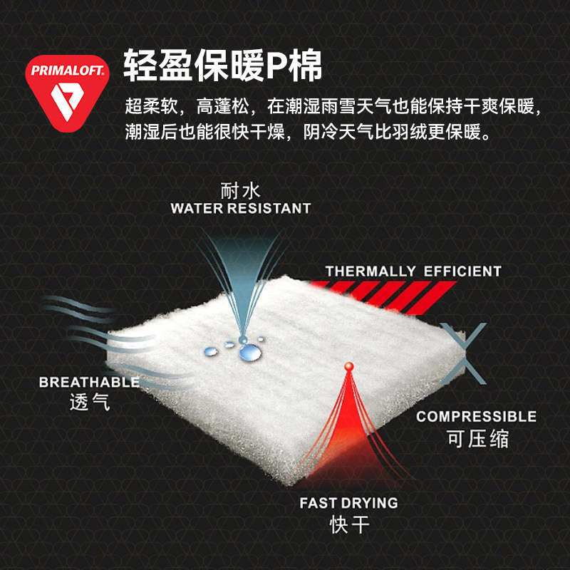 【雪狐金标P棉棉服】拓路者Primaloft立领轻薄棉衣男保暖运动外套