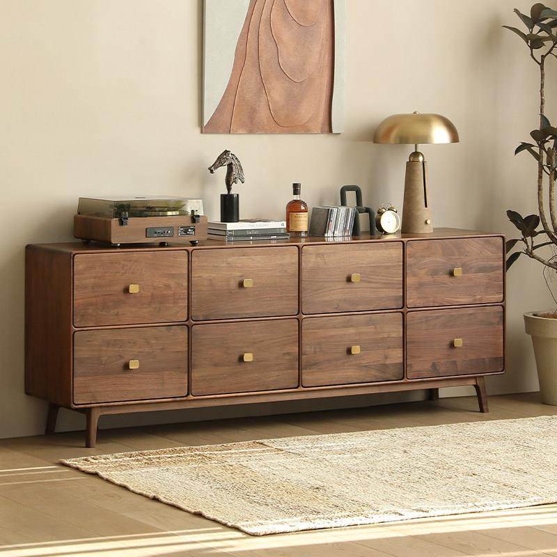 北美黑胡桃木八斗柜卧室电视柜高款实木轻奢客厅收纳柜子靠墙边柜,淘宝优惠券,粉丝福利购,淘宝优惠卷