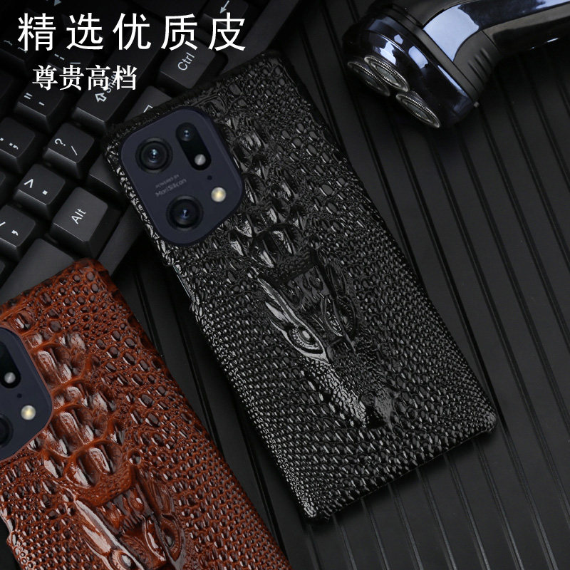 适用OPPOFindX5Pro手机壳新款真皮FindX5高档FindX6Pro商务限量版牛皮龙头款FindX3Pro半包防摔保护壳 - 图0