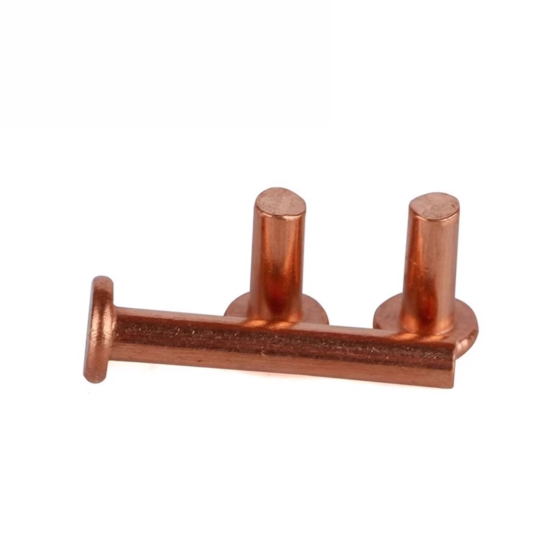 GB109平头紫铜铆钉实心铜铆钉M1.5M2M2.5M3M4M5M6M8敲击式铜铆钉 - 图1