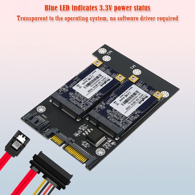 2 in 1 Msata SSD to Dual 2.5 inch SATA3 Adapter Support High-图2