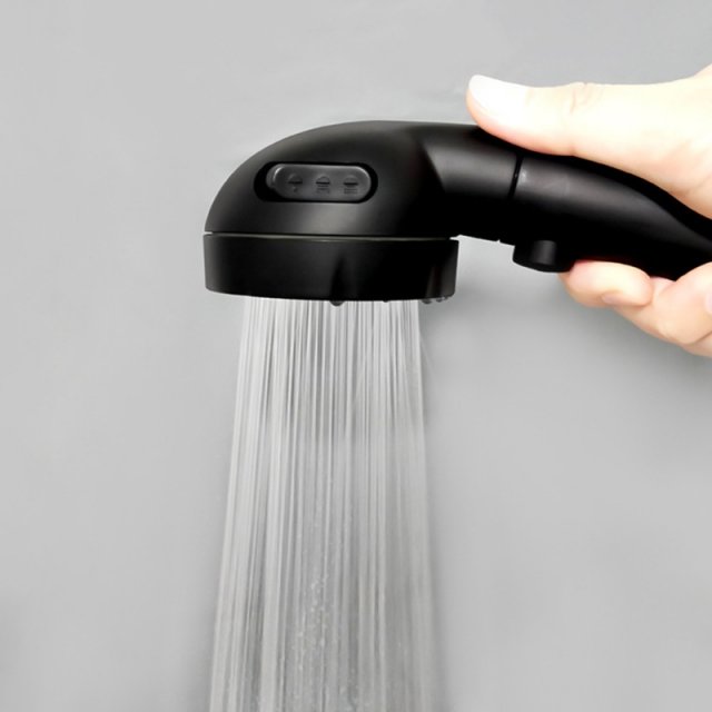 Bathroom Matte Black Hand Held Shower Head Wall Mounted Show-图3