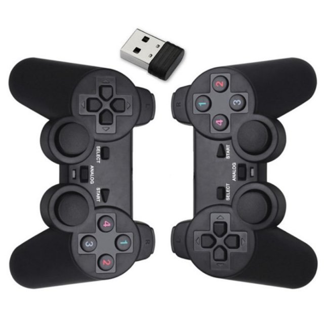 USB Wireless Double Handle Game Controller Joystick Vibratio - 图0